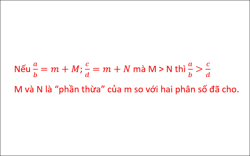 Phương pháp so sánh phần thừa của hai phân số